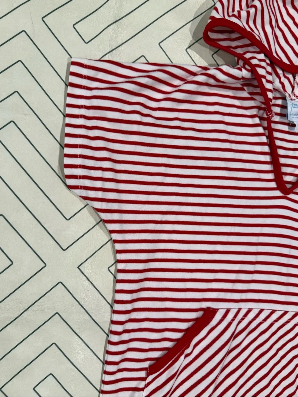 Bella Bliss Kids Red & White Striped Hooded Swim Cover-Up